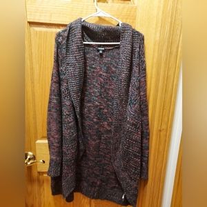Torrid Size 2 (2X/XXL) Dark blue base rainbow sweater open front knit cardigan